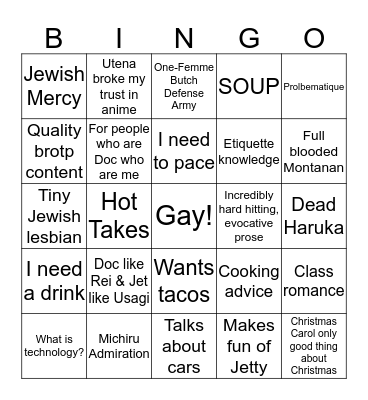 Docholligay Bingo Card