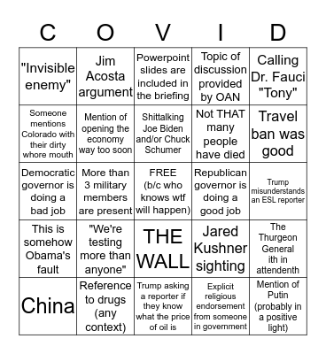 COVID-19 Press Conference Bingo! Bingo Card
