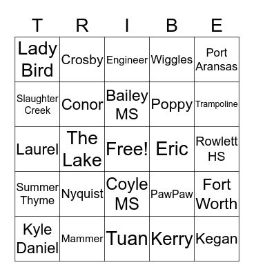 Family Bingo - OUR Bingo Card
