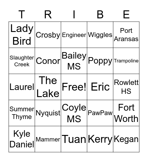 Family Bingo - OUR Bingo Card