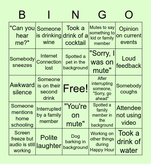 ACS HAPPY HOUR Bingo Card