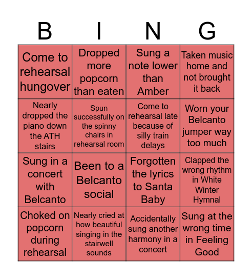 Belcanto Bingo! Bingo Card