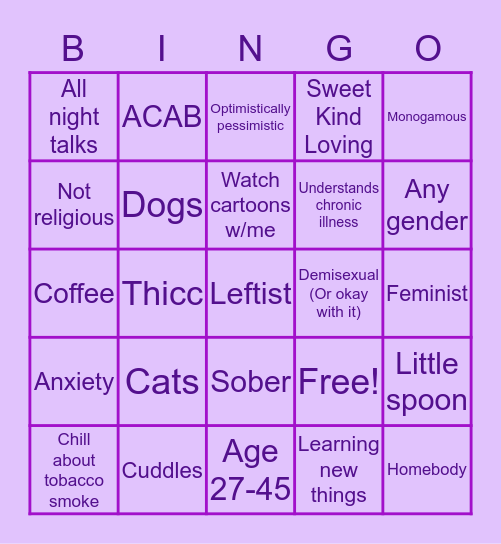 Are you Britt's type?😉 Bingo Card