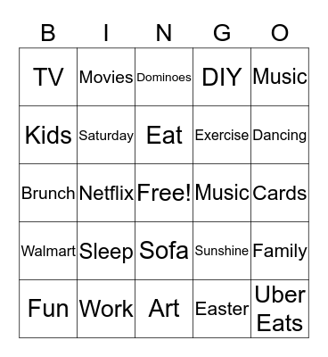 Weekend Fun Bingo Card