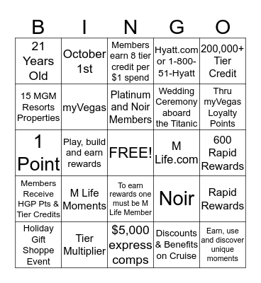 How Well Do You Know M Life Bingo Card