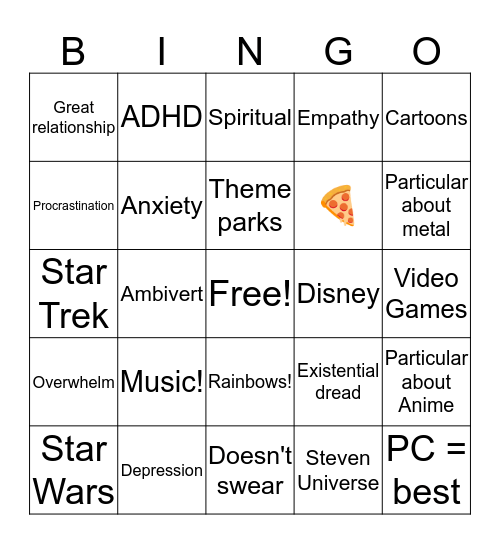 Mary Bingo Card