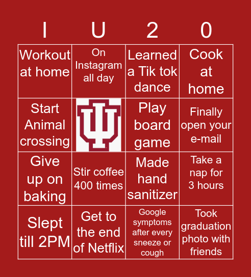 Quarantine Bingo Card