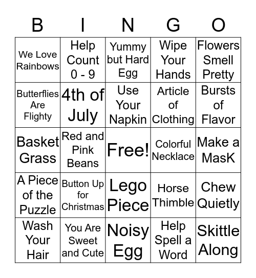 Easter Bingo Card