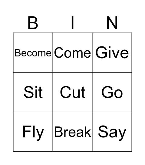 Past Simple Bingo Card