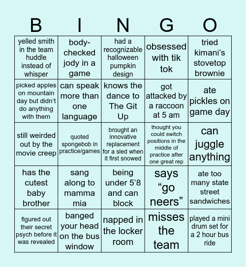 smith college volleyball Bingo Card