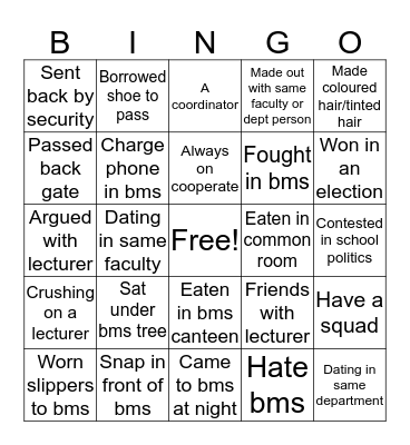 BMS edition Bingo Card