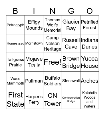 Monuments and Landmarks Bingo Card