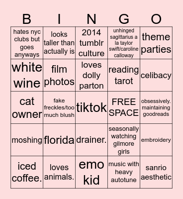 Aria Bingo Card
