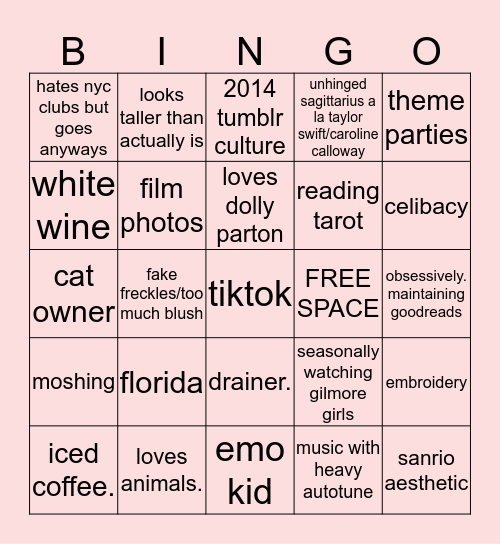 Aria Bingo Card