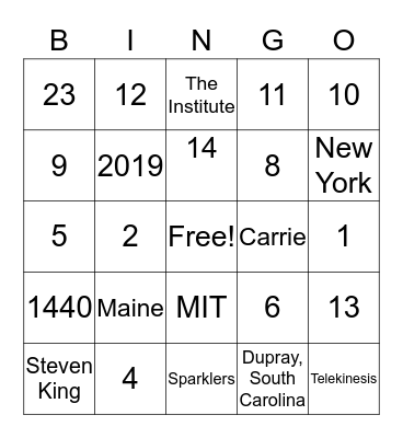 Book Club Bingo Card