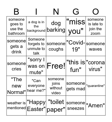 Easter Quarantine Bingo Card