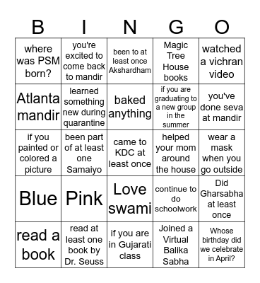 Untitled Bingo Card