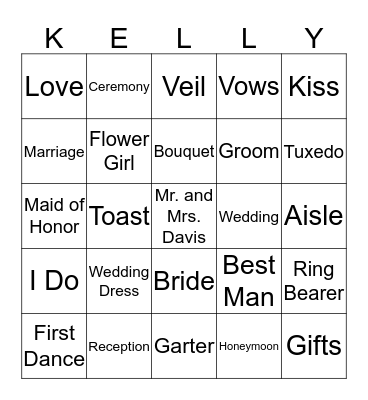 Bridal Bingo Card