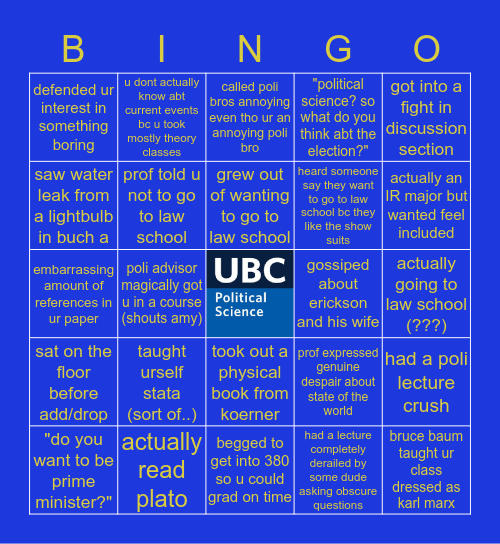 ubc poli sci major bingo Card