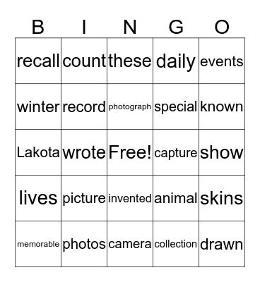 Pictures of the Year Bingo Card
