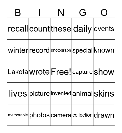 Pictures of the Year Bingo Card