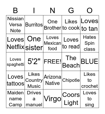 Kristie's Life Bingo Card