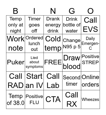 COVID 19 BINGO Card