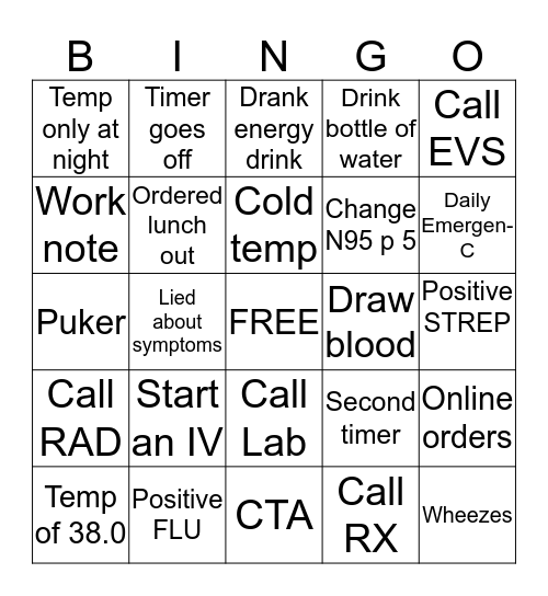 COVID 19 BINGO Card