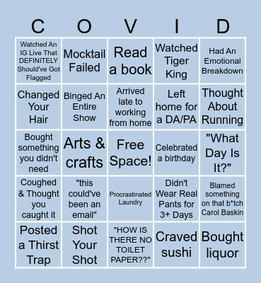 Quarantine Birthday Bingo Card