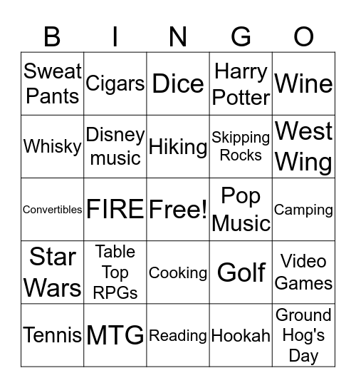 Evan Similarity BINGO Card