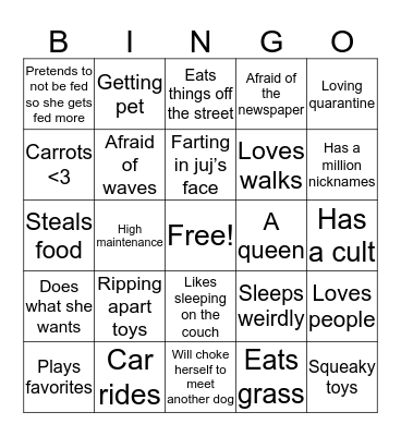 Della’s Bingo Card