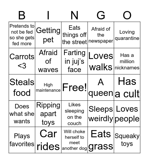 Della’s Bingo Card