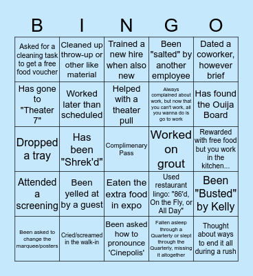 Cinops Bingo Card