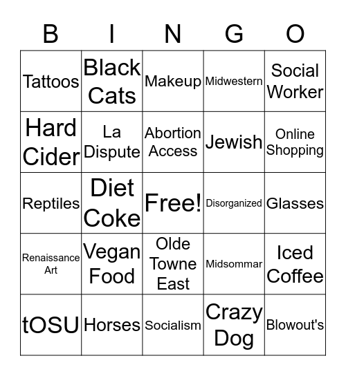 How much are you like Addison? Bingo Card