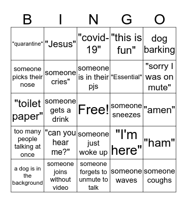 Easter Quarantine Bingo Card