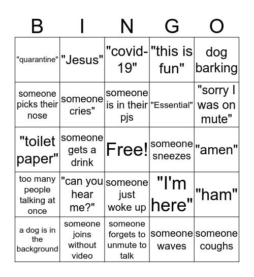 Easter Quarantine Bingo Card