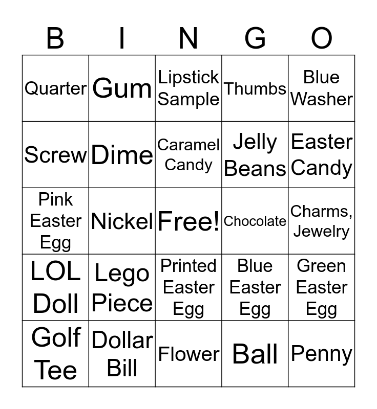 Easter Egg Hunt Bingo Card