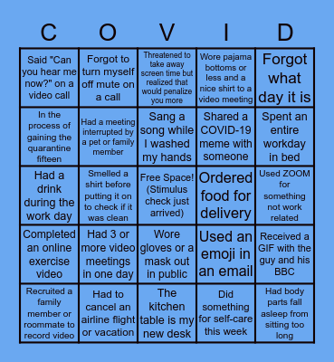 During Social Distancing I... Bingo Card