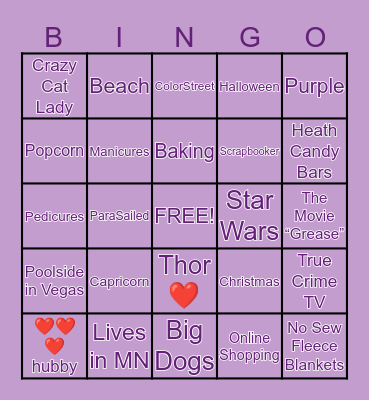 Things About Kathleen Bingo Card