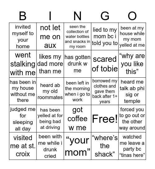 Margie’s Bingo Card