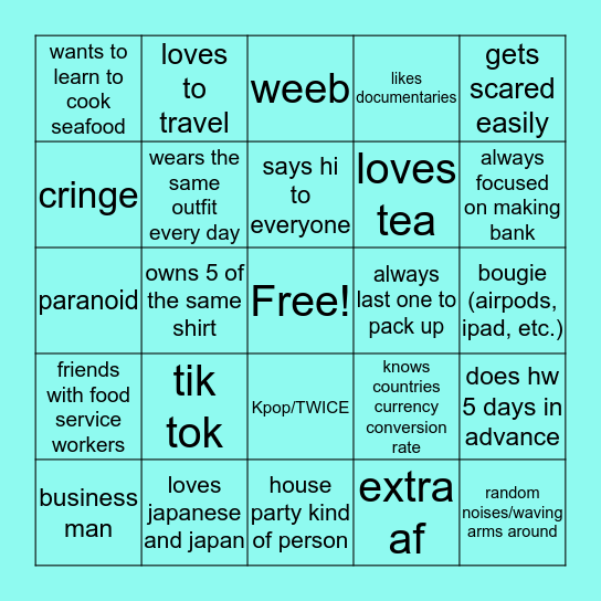 Mike Gee BINGO Card