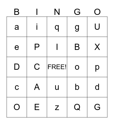 Alphabet Bingo Card