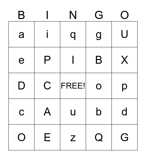 Alphabet Bingo Card