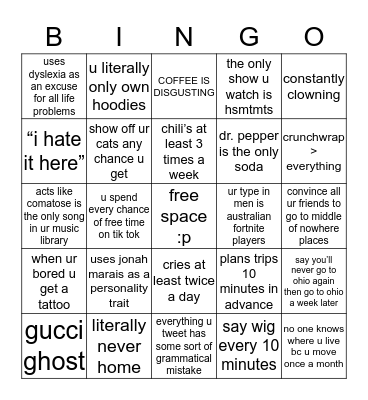 Ravyn Bingo Card