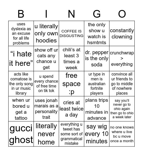 Ravyn Bingo Card