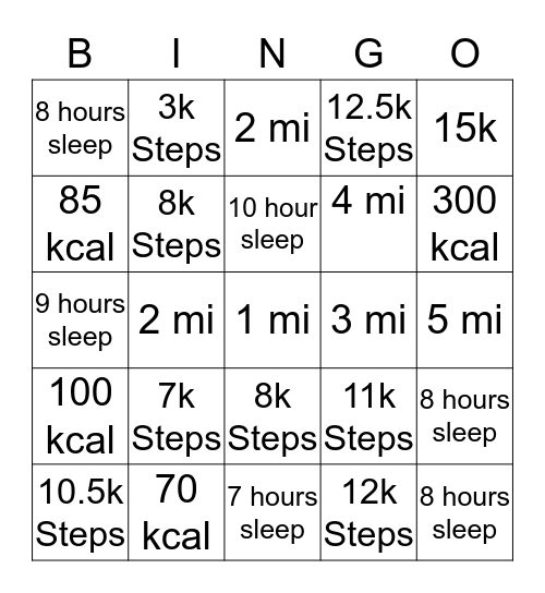 Fit BINGO Card