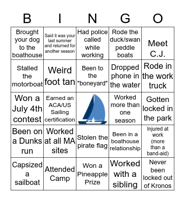 Boating in Boston Bingo Card