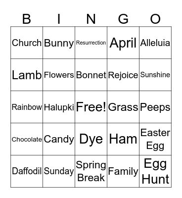 Easter Bingo Card