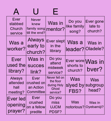 UJCM PDSF Bingo Card