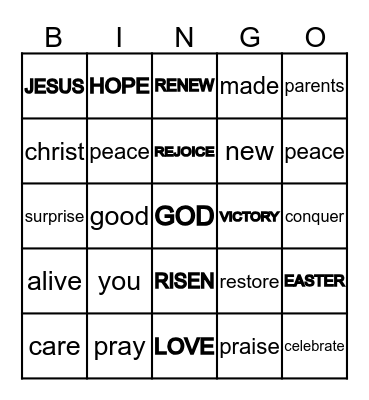 Sunday morning Bingo - He has risen Bingo Card